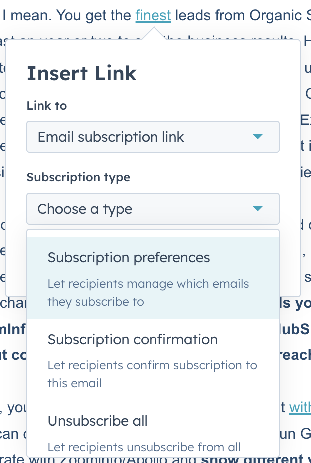 image 1 Insert Email preferences links in marketing emails 